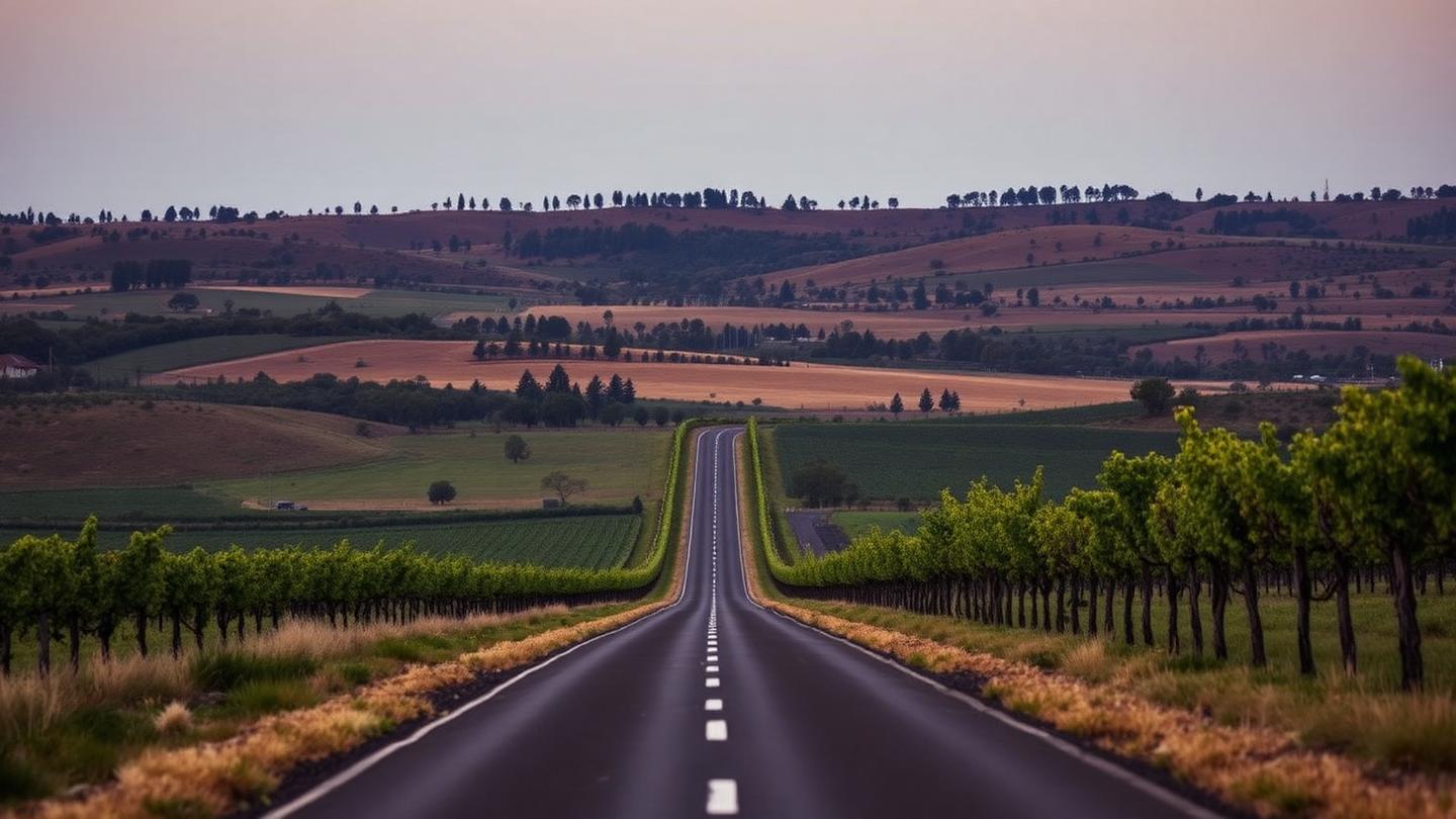 South Australian vineyard road through the Barossa