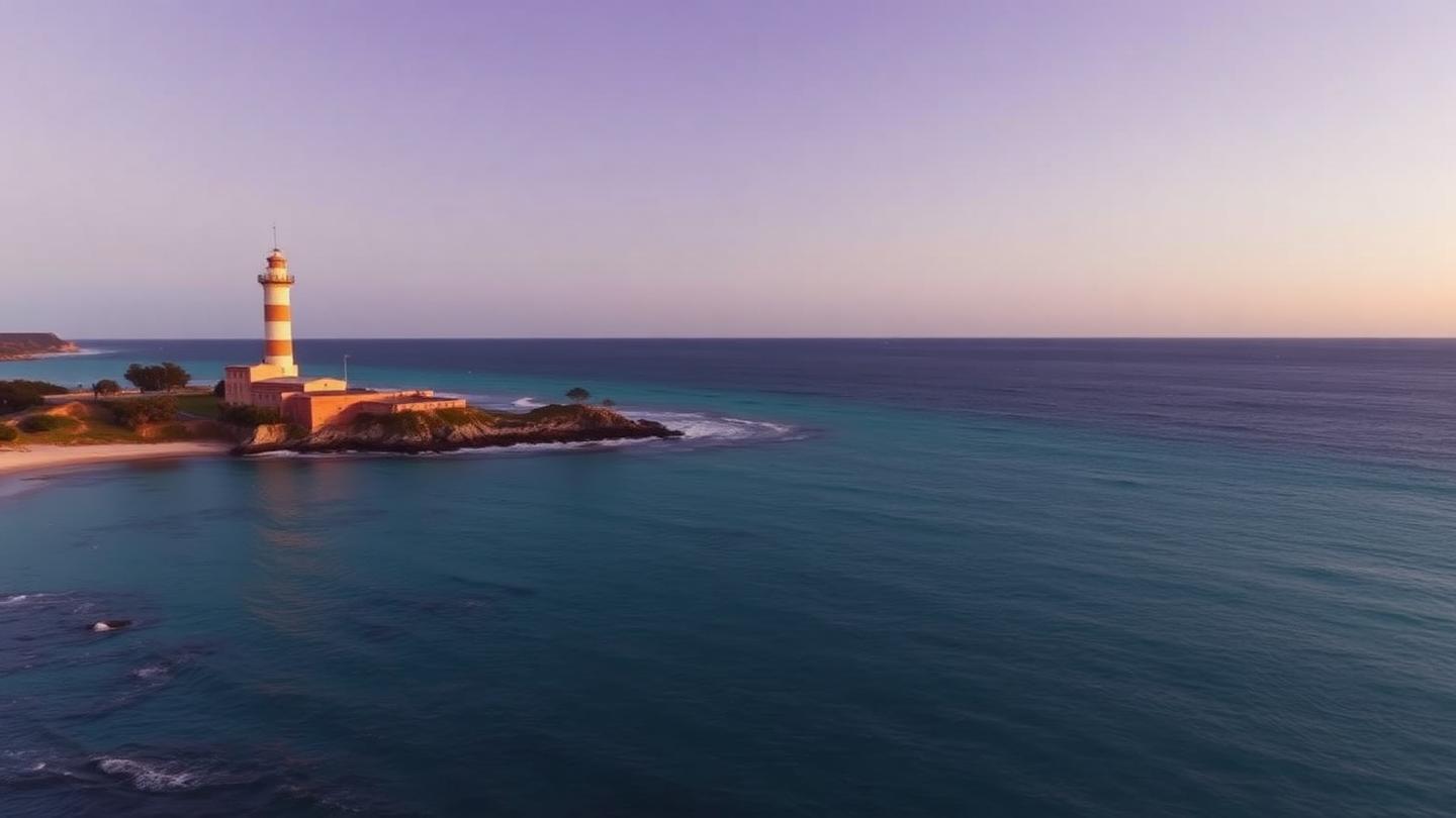 Bunbury coastline with the lighthouse and turquoise water