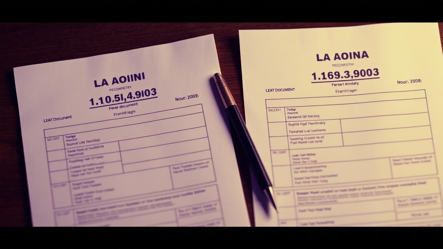 Two loan documents side by side being compared with a pen