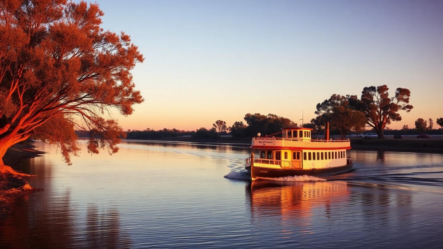 Mildura Murray River paddle steamer and river gums