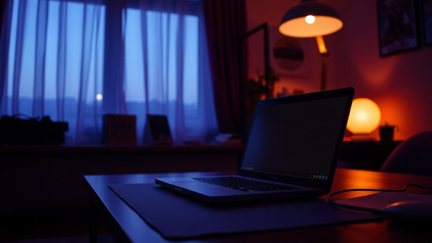 Person applying for finance on a laptop at home at night