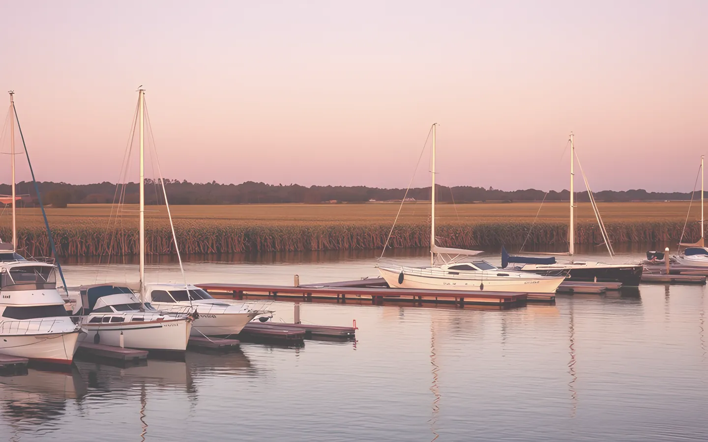 Mackay marina and sugar cane country beyond