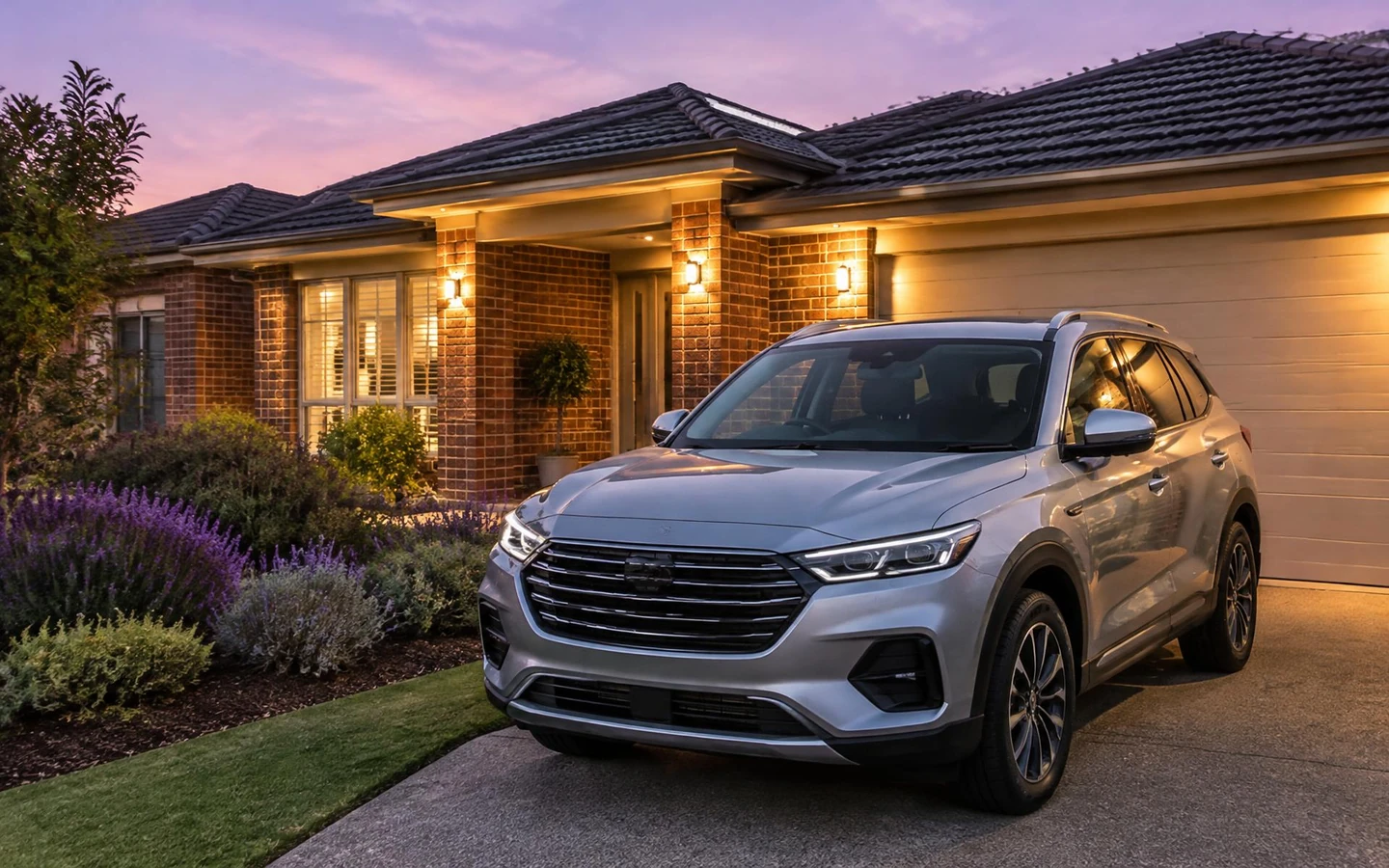 Family SUV parked outside a brick Australian home