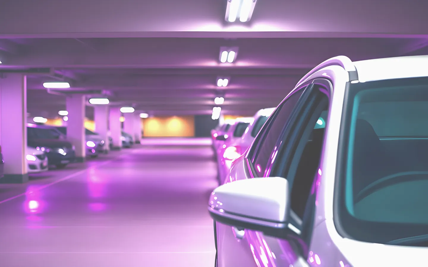 Office worker beside their car in a corporate carpark