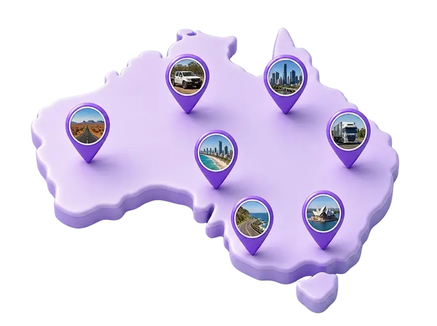 Map of Australia with Simple Loans finance locations pinned across the country